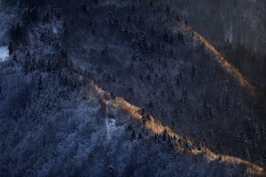 Paysage du Jura lumière sur crêtes